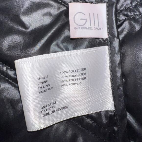 Kenneth Cole I Love New York Faux Fur Lined Coat size Large Black Puffy Jacket - Picture 12 of 14